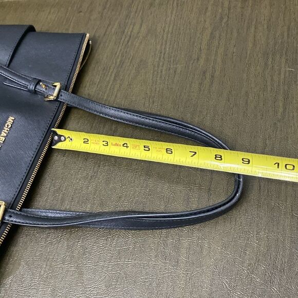 Michael Kors Charlotte Large Saffiano Leather Top-Zip Tote Purse Gold Hardware - Picture 14 of 16